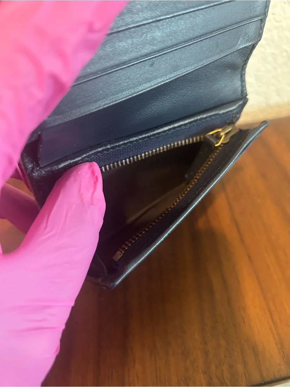 Gucci Denim Wallet with Pearl Double G - Light Blue